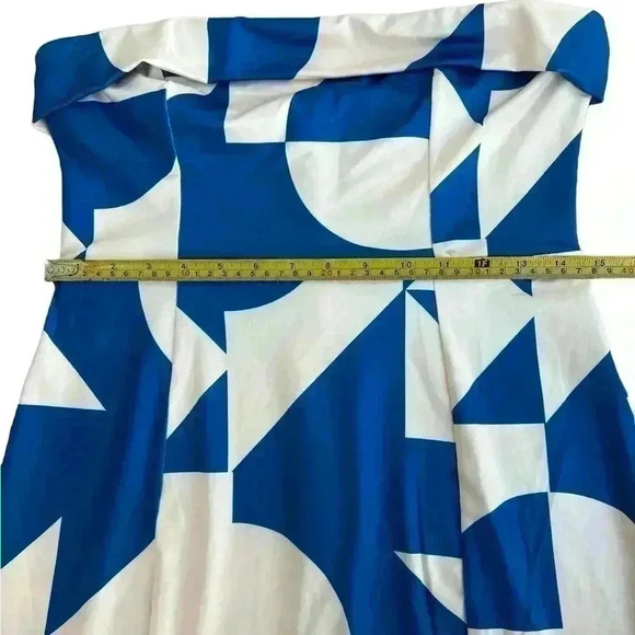 Hello Molly Blue Cubism Mini Party Club Strapless Halter Dress Size 12 - Picture 8 of 8